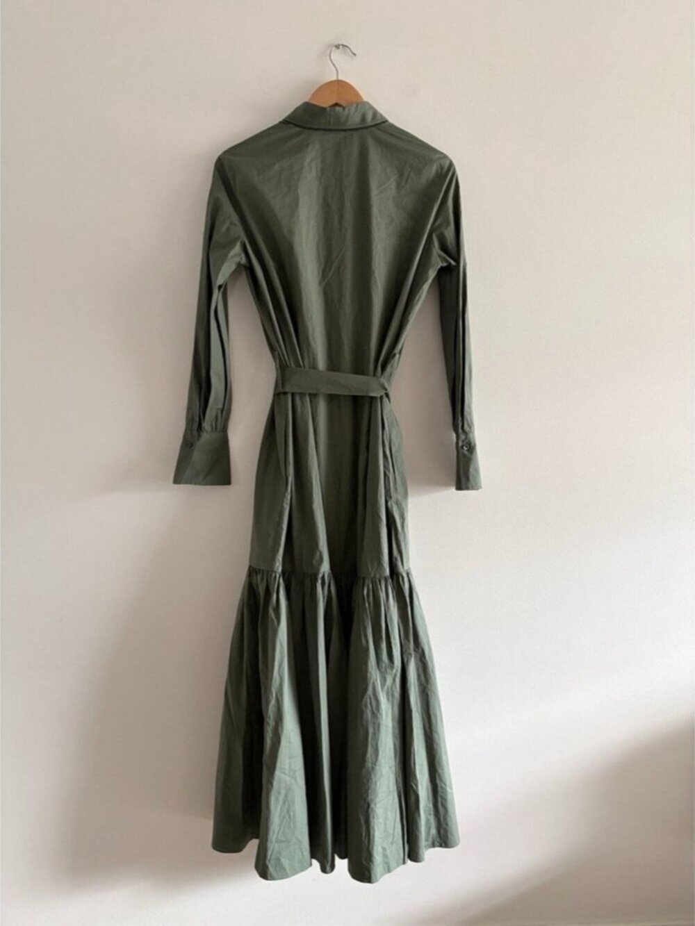 Brunello Cucinelli Cotton Poplin Maxi Shirt Dress NWT Forest Green Size Small - Picture 6 of 10